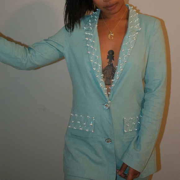 Tiffany Blue 2-Piece Blazer Set - Picture 4 of 7